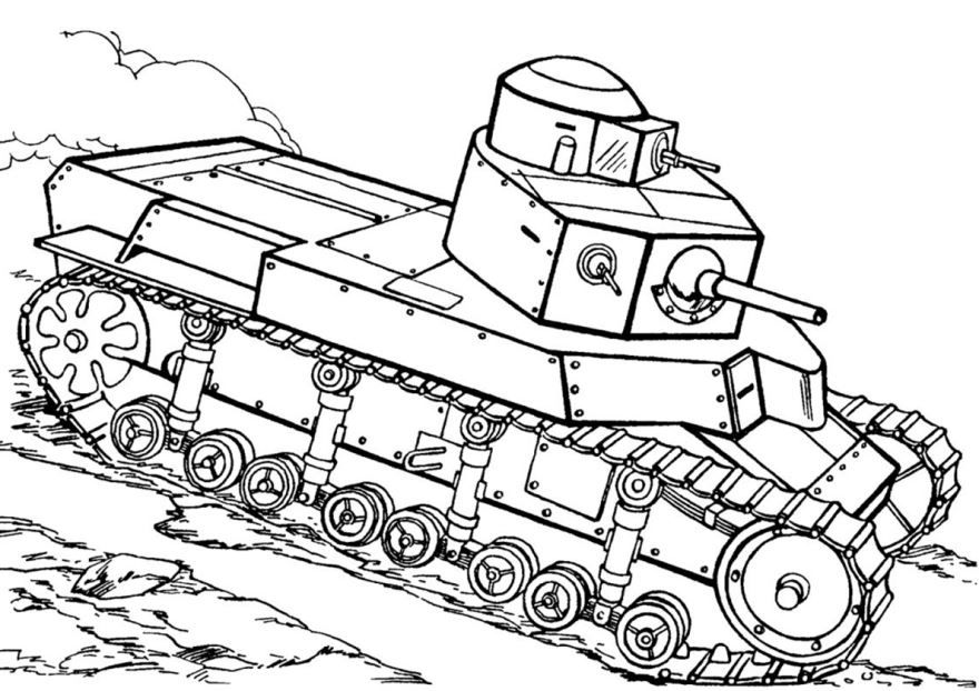 Раскраска военный танк