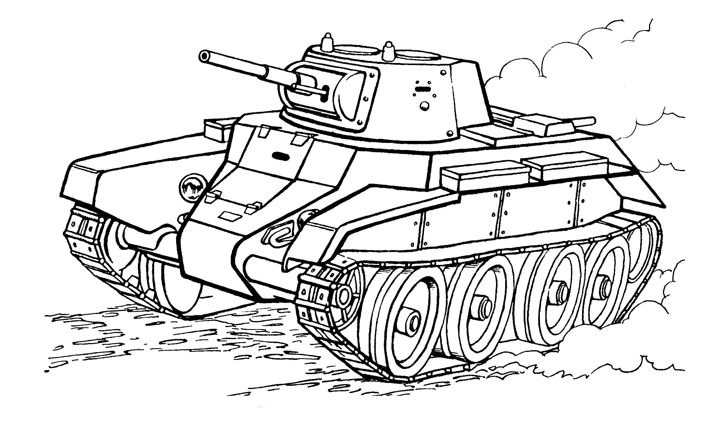 Раскраска военный танк