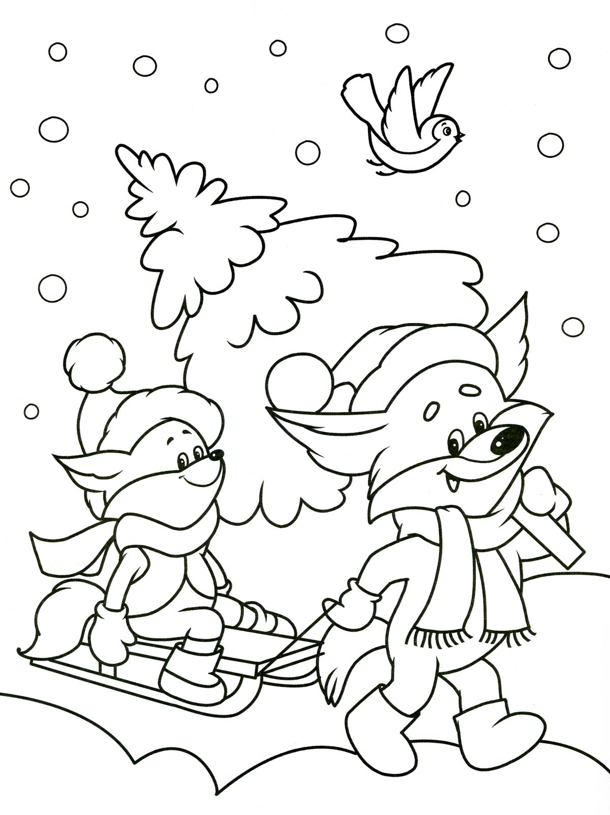 Раскраски на тему зима - животные