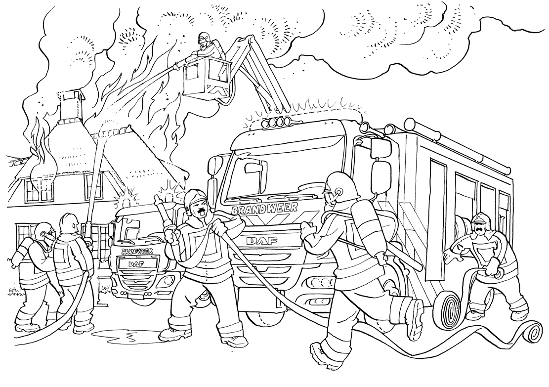 Раскраска пожарный, для детей