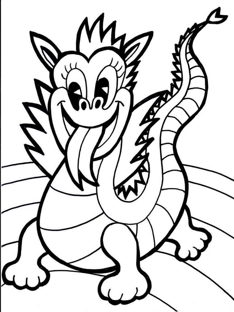 Распечатать раскраску дракон для детей