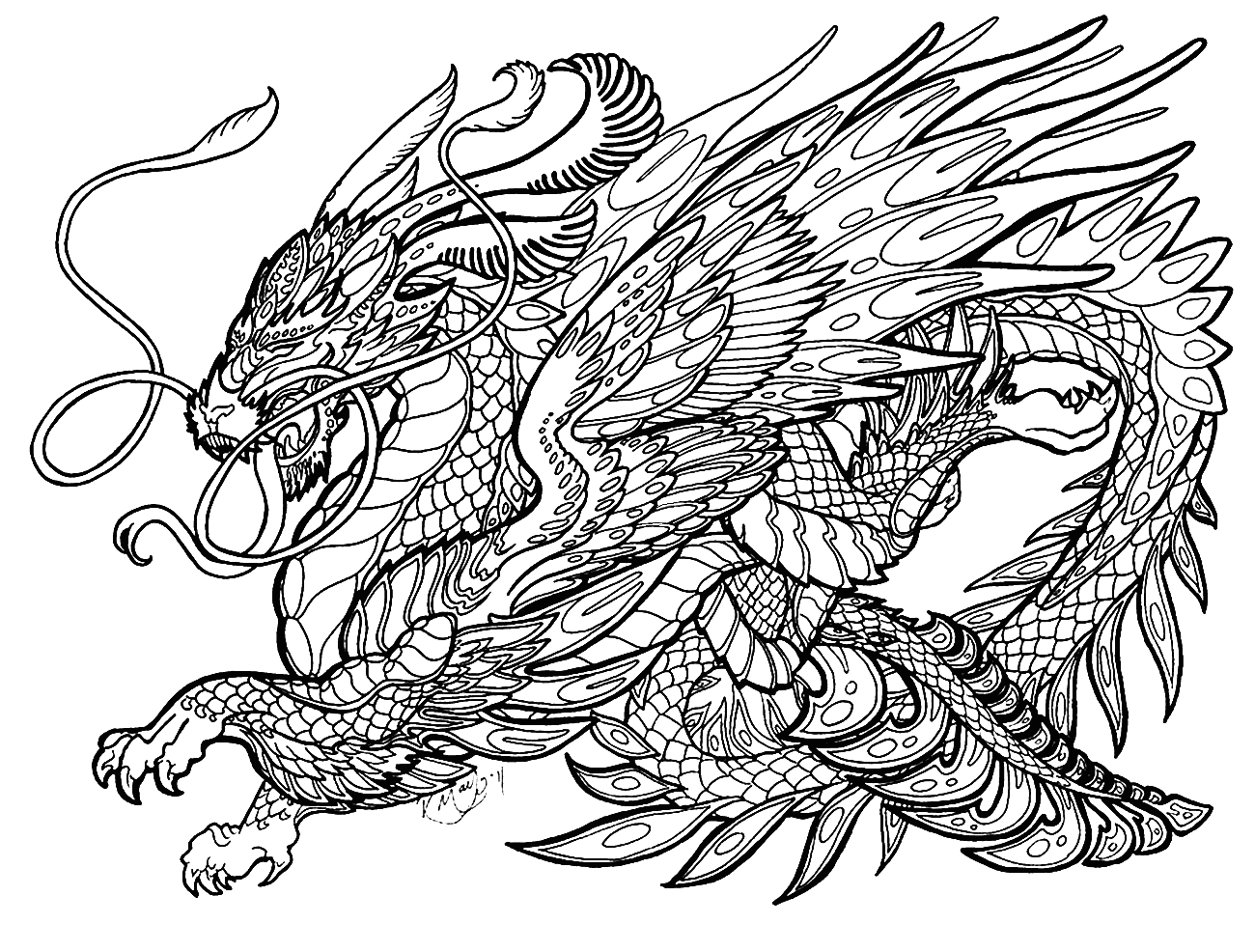 Раскраска антистресс дракон
