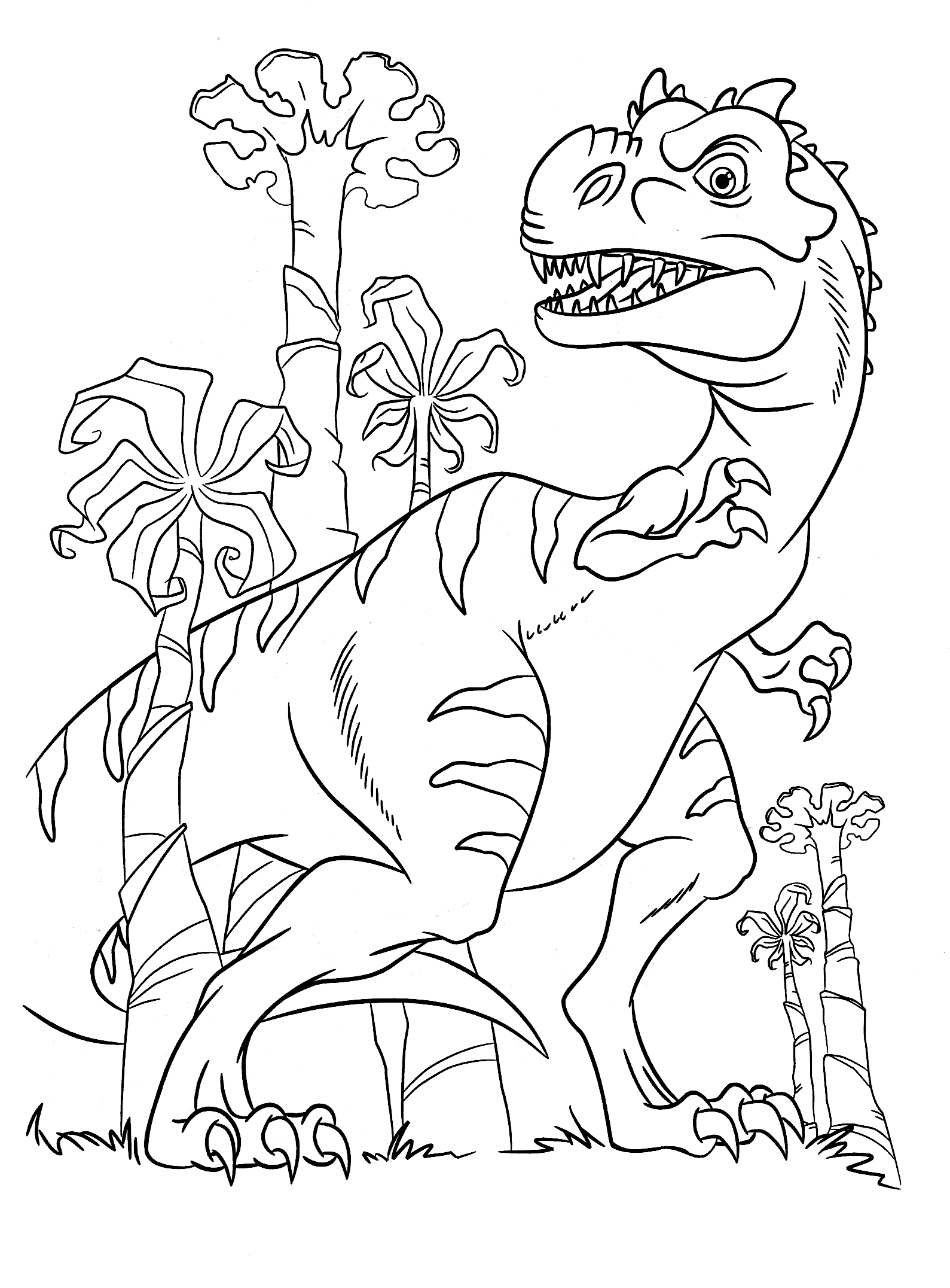 Скачать и распечатать раскраску про динозавра