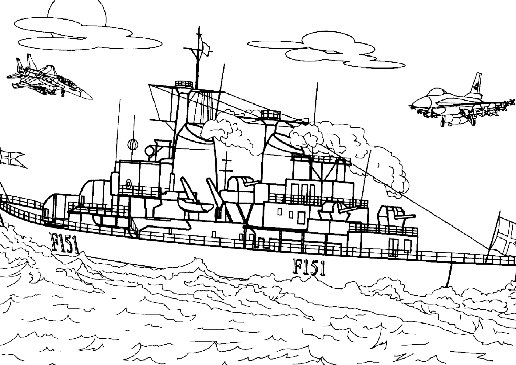 Военный корабль раскраска для мальчиков